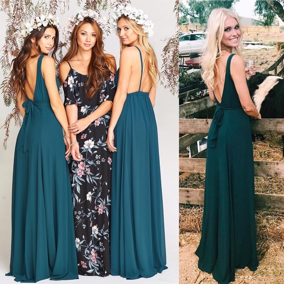 NWOT! SMYM Jenn Maxi Deep Jade Chiffon - Picture 3 of 12